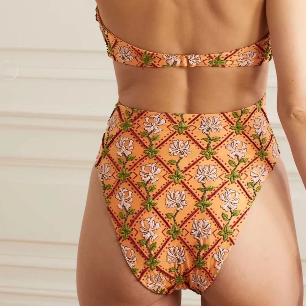 Agua by Agua Bendita Majorana Hand Embroidered Swimsuit size US8 and Pareo OS - Picture 3 of 14